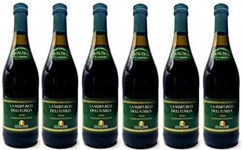 Lambrusco rosso dolce Gualtieri Dell`Emilia IGT (6 X 0,75 L) - Vino Frizzante - Roter Süßer Perlwein 7,5% Vol. aus Italien